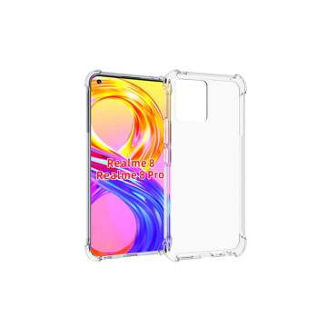 Прозрачный противоударный силиконовый чехол для Realme 8 с усиленными углами Прозрачный противоударный силиконовый чехол для Realme 8 с усиленными углами
