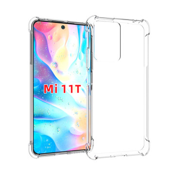 Силиконовый глянцевый транспарентный чехол с усиленными углами для Xiaomi 11T Силиконовый глянцевый транспарентный чехол с усиленными углами для Xiaomi 11T