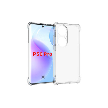 Силиконовый глянцевый транспарентный чехол с усиленными углами для Huawei P50 Pro