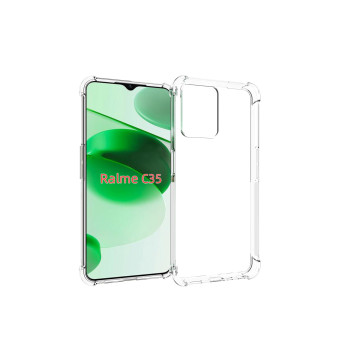 Силиконовый глянцевый транспарентный чехол с усиленными углами для Realme C35 Силиконовый глянцевый транспарентный чехол с усиленными углами для Realme C35