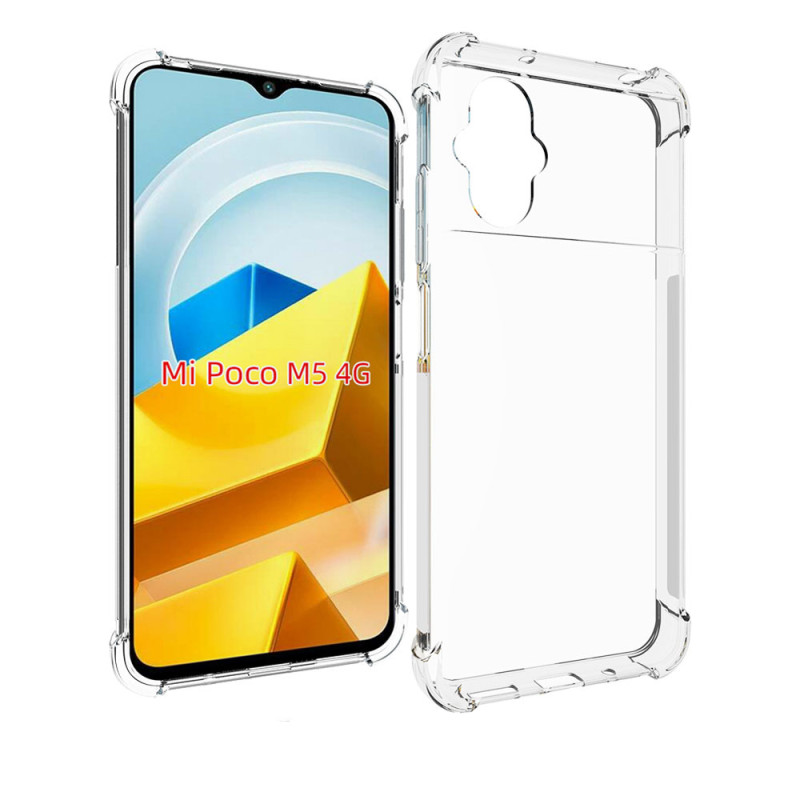 Силиконовый глянцевый транспарентный чехол с усиленными углами для Xiaomi Poco M5 Силиконовый глянцевый транспарентный чехол с усиленными углами для Xiaomi Poco M5