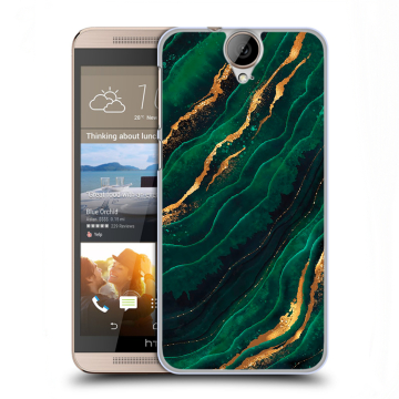 Пластиковый чехол на HTC One E9+ с принтом Мрамор зеленое золото