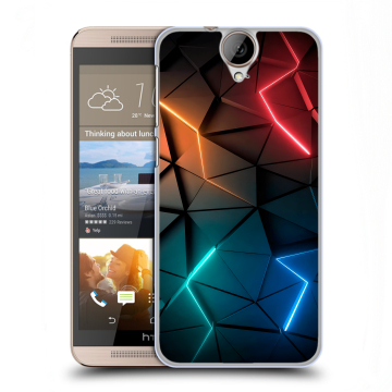 Пластиковый чехол на HTC One E9+ с принтом Абстракция неон