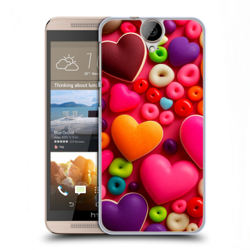 Пластиковый чехол на HTC One E9+ с принтом Сердечки