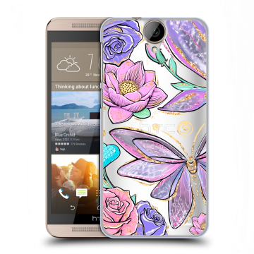Пластиковый чехол на HTC One E9+ с принтом Бабочки и цветы