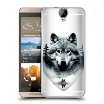 Пластиковый чехол на HTC One E9+ с принтом Волк в лесу