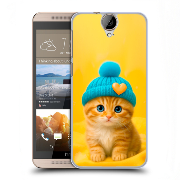 Пластиковый чехол на HTC One E9+ с принтом Котенок в шапке
