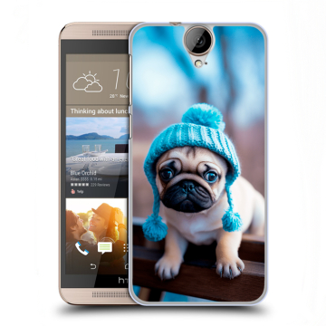 Пластиковый чехол на HTC One E9+ с принтом Мопс в шапке