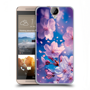 Пластиковый чехол на HTC One E9+ с принтом цветы бабочки