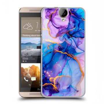 Пластиковый чехол на HTC One E9+ с принтом синий мрамор