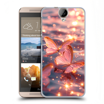 Пластиковый чехол на HTC One E9+ с принтом бабочки розовые