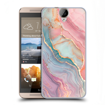 Пластиковый чехол на HTC One E9+ с принтом розовый мрамор