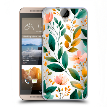 Пластиковый чехол на HTC One E9+ с принтом Цветы паттерн