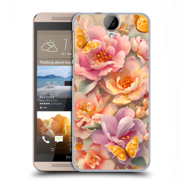 Пластиковый чехол на HTC One E9+ с принтом Цветы и бабочки