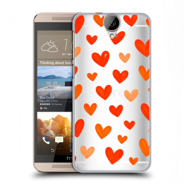 Пластиковый чехол на HTC One E9+ с принтом Сердечки