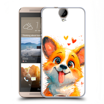 Пластиковый чехол на HTC One E9+ с принтом корги