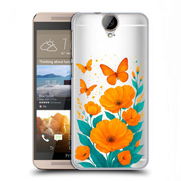 Пластиковый чехол на HTC One E9+ с принтом цветы бабочки