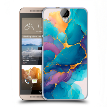Пластиковый чехол на HTC One E9+ с принтом Мрамор блестки