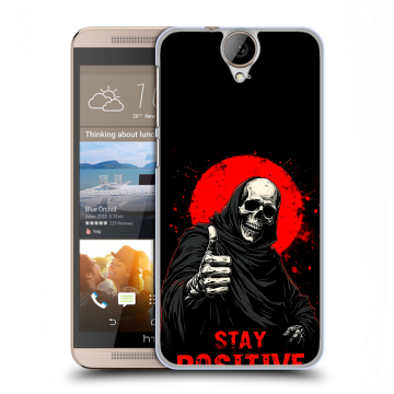 Пластиковый чехол на HTC One E9+ с принтом смешной скелет