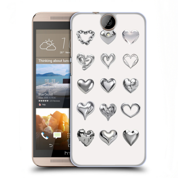 Пластиковый чехол на HTC One E9+ с принтом Y2K сердечки