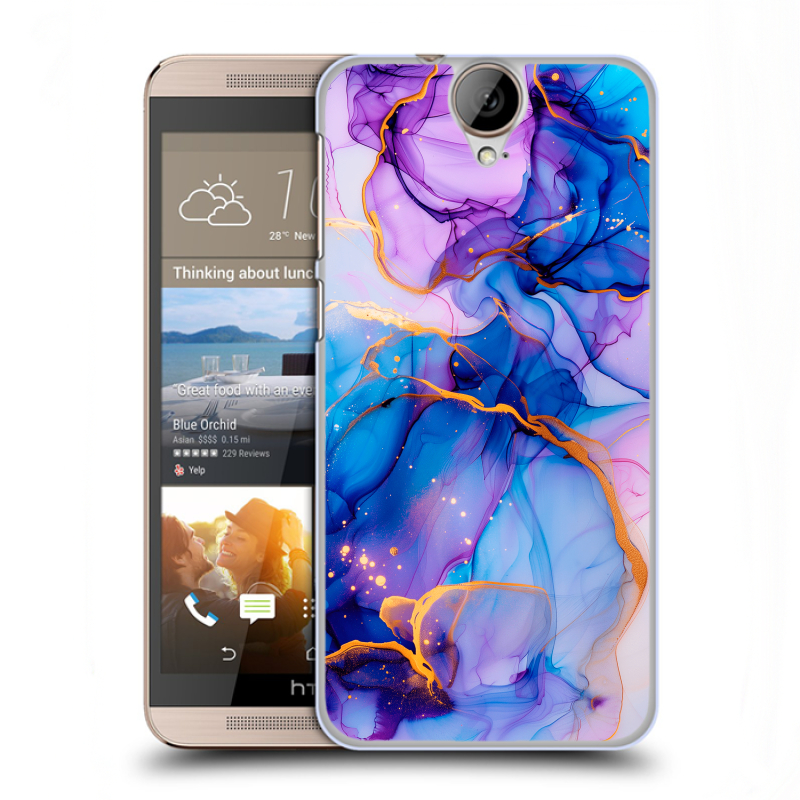 Пластиковый чехол на HTC One E9+ с принтом синий мрамор Пластиковый чехол на HTC One E9+ с принтом синий мрамор