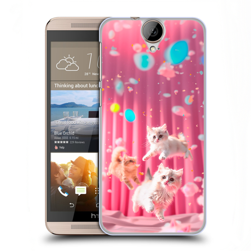 Пластиковый чехол на HTC One E9+ с принтом милые котики Пластиковый чехол на HTC One E9+ с принтом милые котики