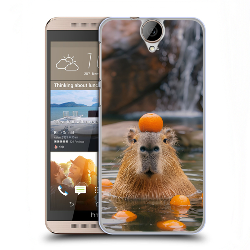 Пластиковый чехол на HTC One E9+ с принтом Капибара с апельсином Пластиковый чехол на HTC One E9+ с принтом Капибара с апельсином