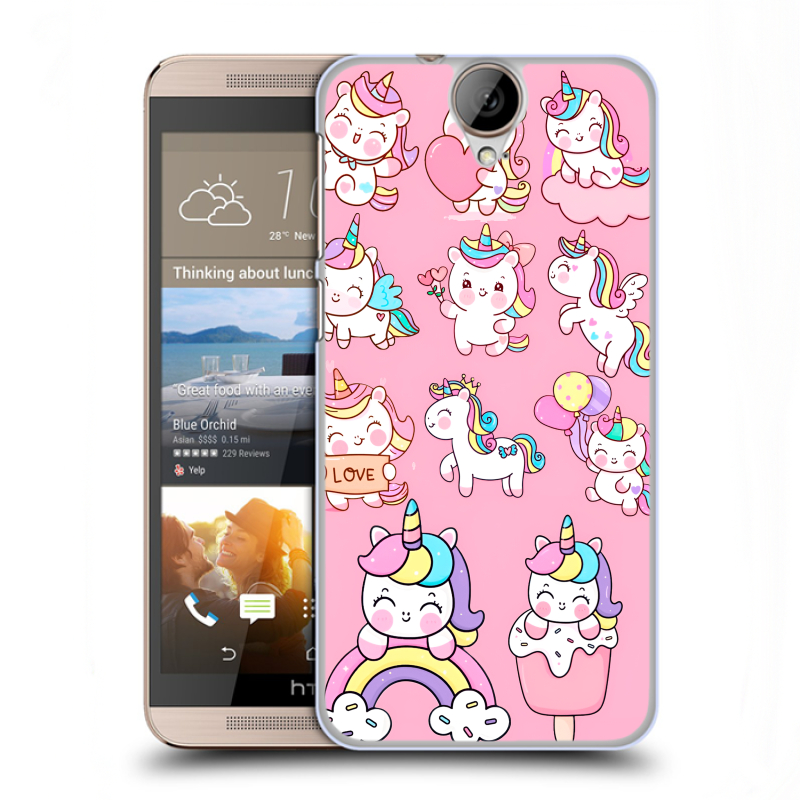 Пластиковый чехол на HTC One E9+ с принтом Единороги и радуга Пластиковый чехол на HTC One E9+ с принтом Единороги и радуга