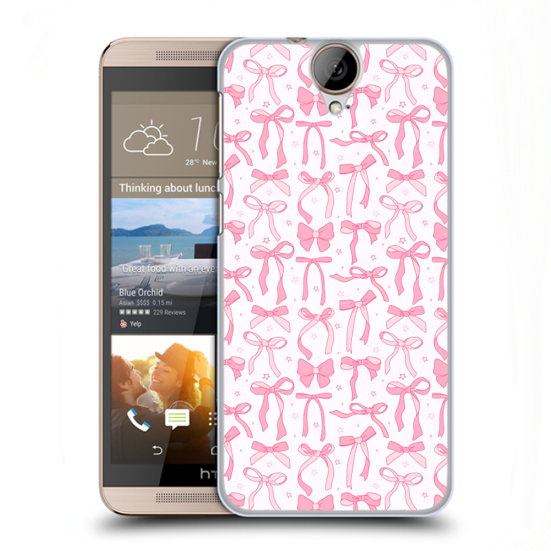 Пластиковый чехол на HTC One E9+ с принтом Розовые бантики Пластиковый чехол на HTC One E9+ с принтом Розовые бантики