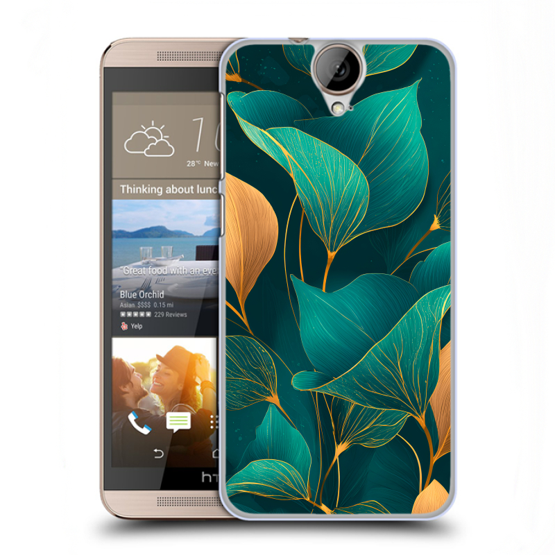 Пластиковый чехол на HTC One E9+ с принтом Листья и золото Пластиковый чехол на HTC One E9+ с принтом Листья и золото