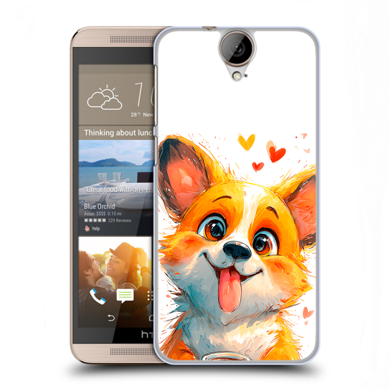 Пластиковый чехол на HTC One E9+ с принтом корги Пластиковый чехол на HTC One E9+ с принтом корги