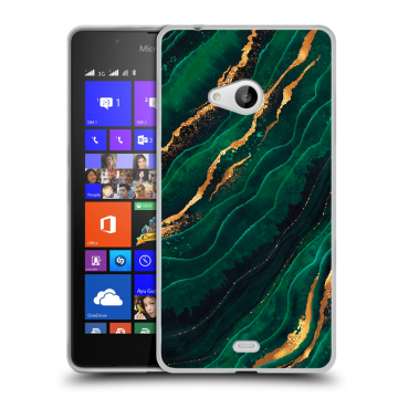Силиконовый чехол на Microsoft Lumia 540 с принтом Мрамор зеленое золото Силиконовый чехол на Microsoft Lumia 540 с принтом Мрамор зеленое золото
