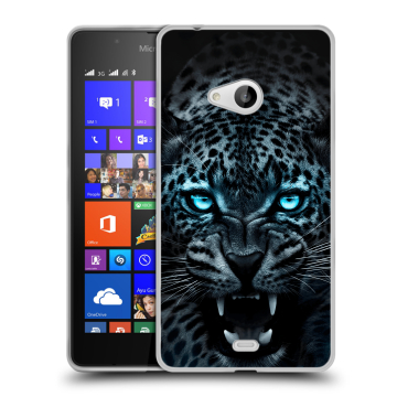 Силиконовый чехол на Microsoft Lumia 540 с принтом Темный леопард Силиконовый чехол на Microsoft Lumia 540 с принтом Темный леопард