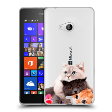 Силиконовый чехол на Microsoft Lumia 540 с принтом Кошки Силиконовый чехол на Microsoft Lumia 540 с принтом Кошки