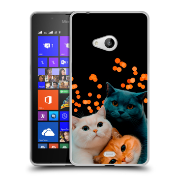 Силиконовый чехол на Microsoft Lumia 540 с принтом Кошки Силиконовый чехол на Microsoft Lumia 540 с принтом Кошки