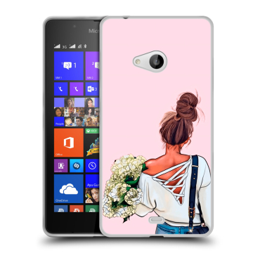 Силиконовый чехол на Microsoft Lumia 540 с принтом Девушка и букет Силиконовый чехол на Microsoft Lumia 540 с принтом Девушка и букет
