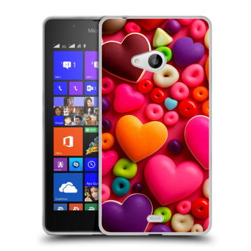 Силиконовый чехол на Microsoft Lumia 540 с принтом Сердечки Силиконовый чехол на Microsoft Lumia 540 с принтом Сердечки