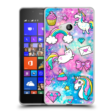 Силиконовый чехол на Microsoft Lumia 540 с принтом Единороги