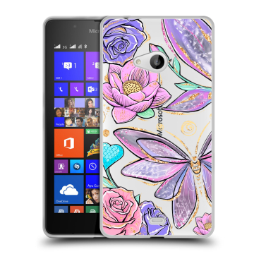 Силиконовый чехол на Microsoft Lumia 540 с принтом Бабочки и цветы