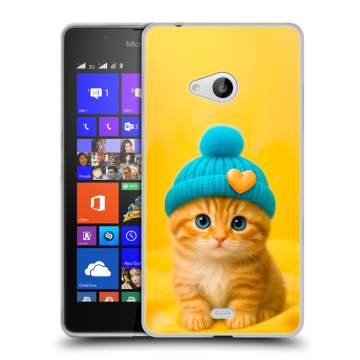 Силиконовый чехол на Microsoft Lumia 540 с принтом Котенок в шапке Силиконовый чехол на Microsoft Lumia 540 с принтом Котенок в шапке