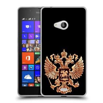 Силиконовый чехол на Microsoft Lumia 540 с принтом Герб России золотой Силиконовый чехол на Microsoft Lumia 540 с принтом Герб России золотой