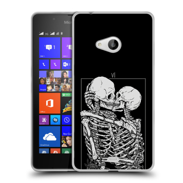 Силиконовый чехол на Microsoft Lumia 540 с принтом Поцелуй скелетов