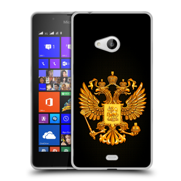 Силиконовый чехол на Microsoft Lumia 540 с принтом Герб России желтый
