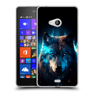 Силиконовый чехол на Microsoft Lumia 540 с принтом Волк ночной