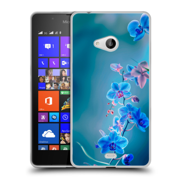 Силиконовый чехол на Microsoft Lumia 540 с принтом Голубые цветы