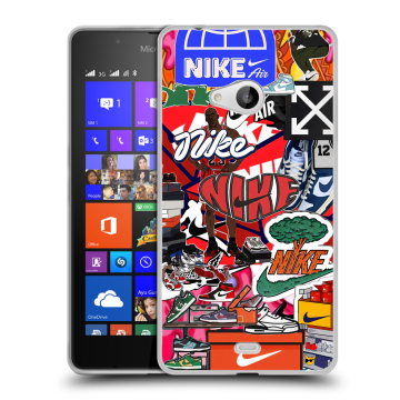 Силиконовый чехол на Microsoft Lumia 540 с принтом Найк Nike яркий