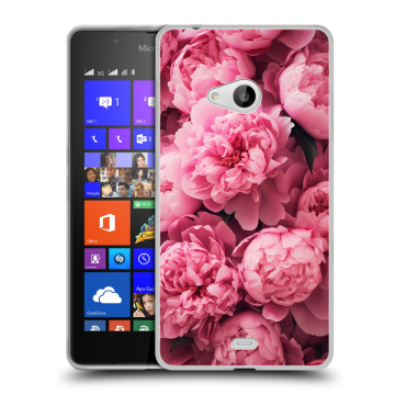 Силиконовый чехол на Microsoft Lumia 540 с принтом цветы пионы