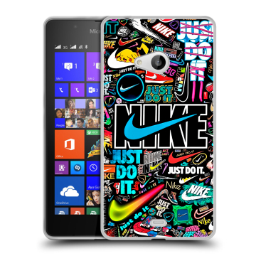 Силиконовый чехол на Microsoft Lumia 540 с принтом найк nike черный Силиконовый чехол на Microsoft Lumia 540 с принтом найк nike черный