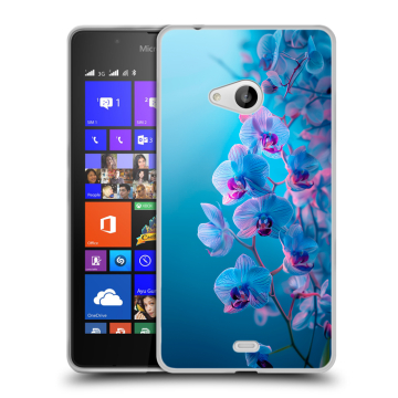 Силиконовый чехол на Microsoft Lumia 540 с принтом голубые орхидеи