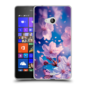 Силиконовый чехол на Microsoft Lumia 540 с принтом цветы бабочки